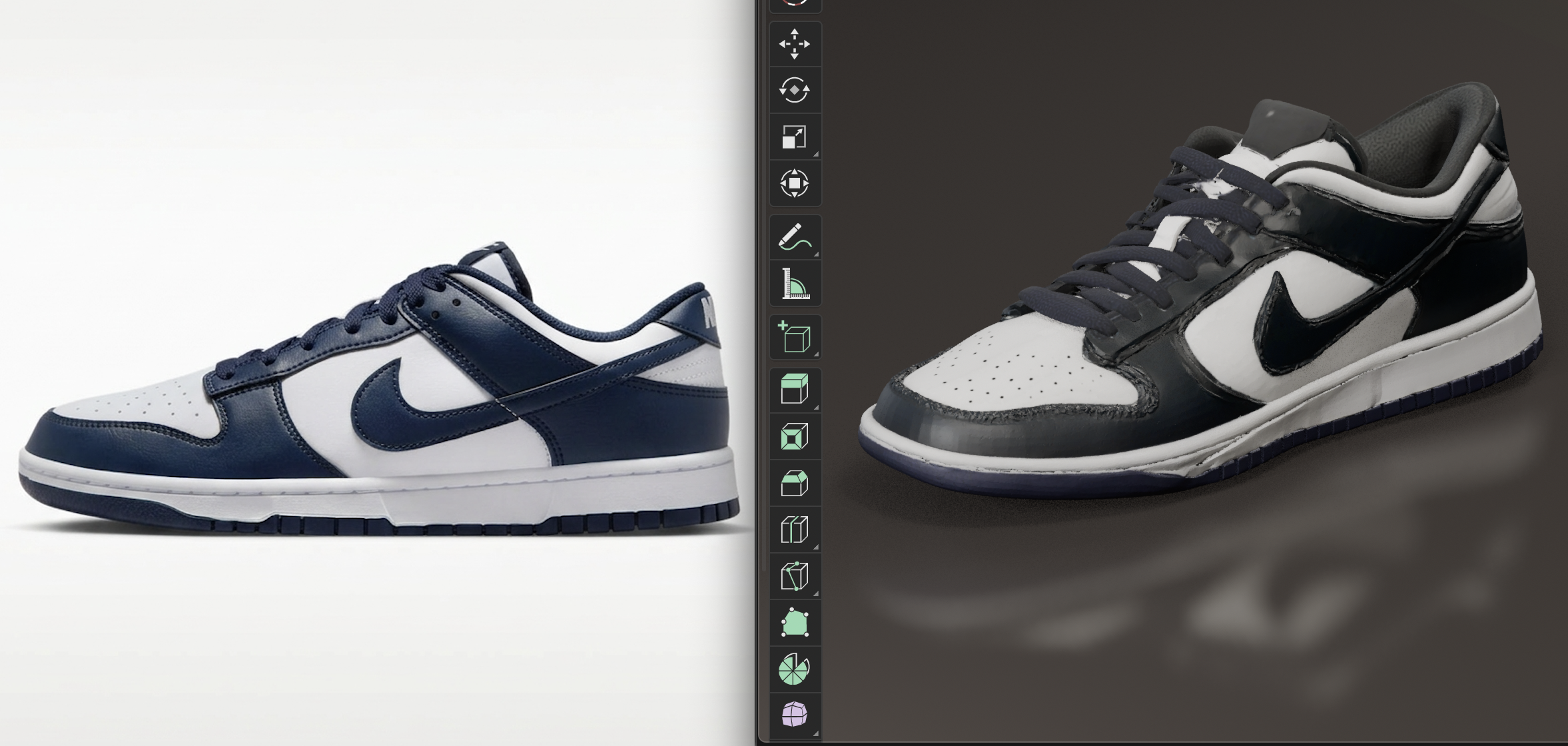 Cloned textured 3D asset inside the workspace