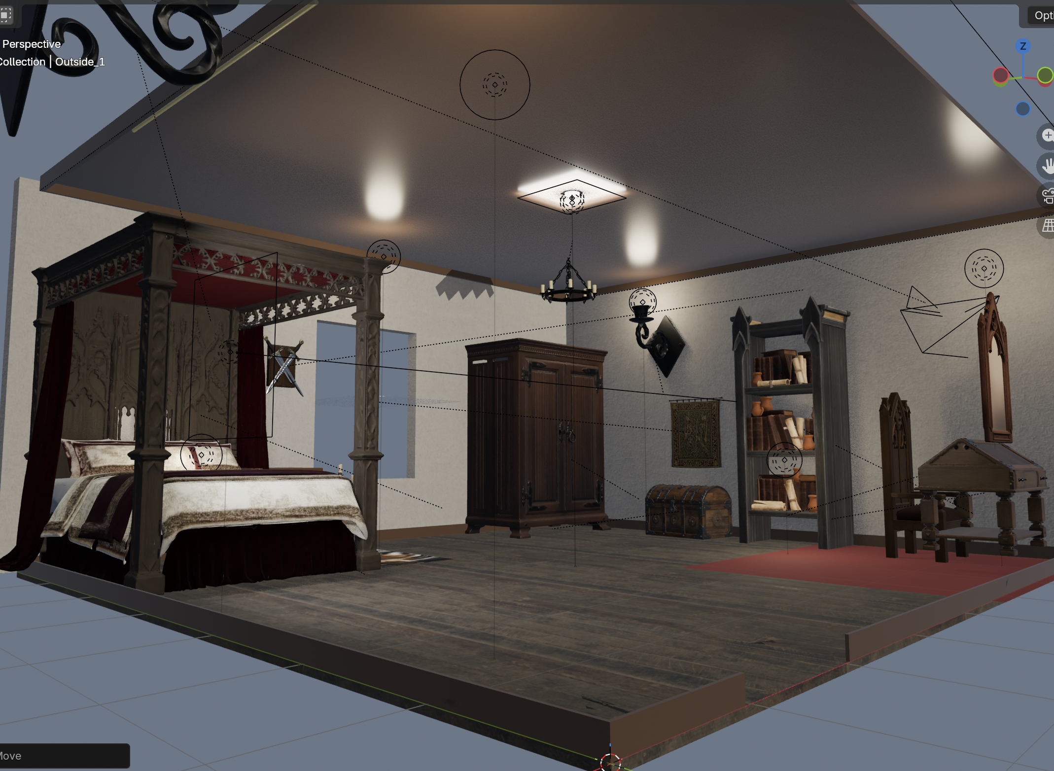 Medieval chamber scene generated from a prompt